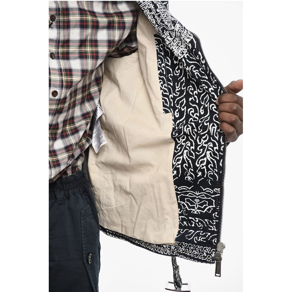 Printed Biker Denim Jacket