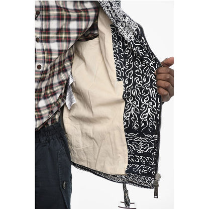 Printed Biker Denim Jacket