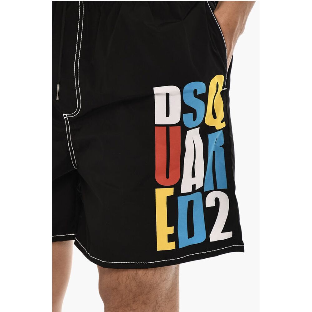 Swim Short with Multicolor Printed Logo