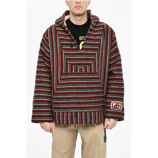 Hooded Padded Striped Wool Anorak