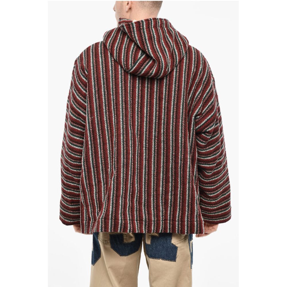 Hooded Padded Striped Wool Anorak