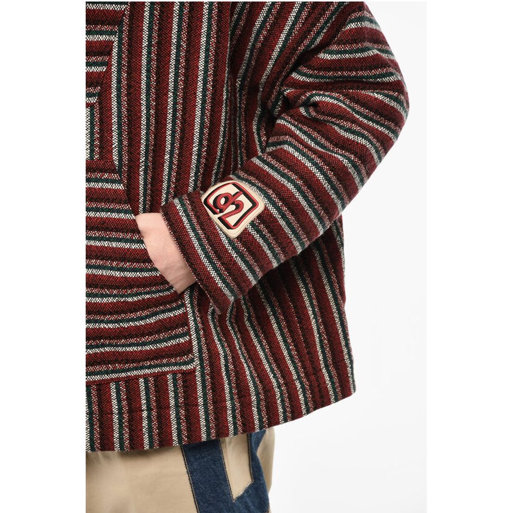 Hooded Padded Striped Wool Anorak