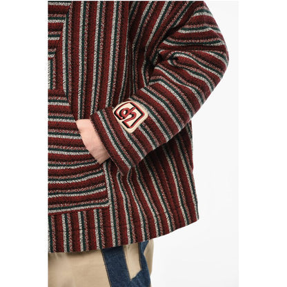 Hooded Padded Striped Wool Anorak