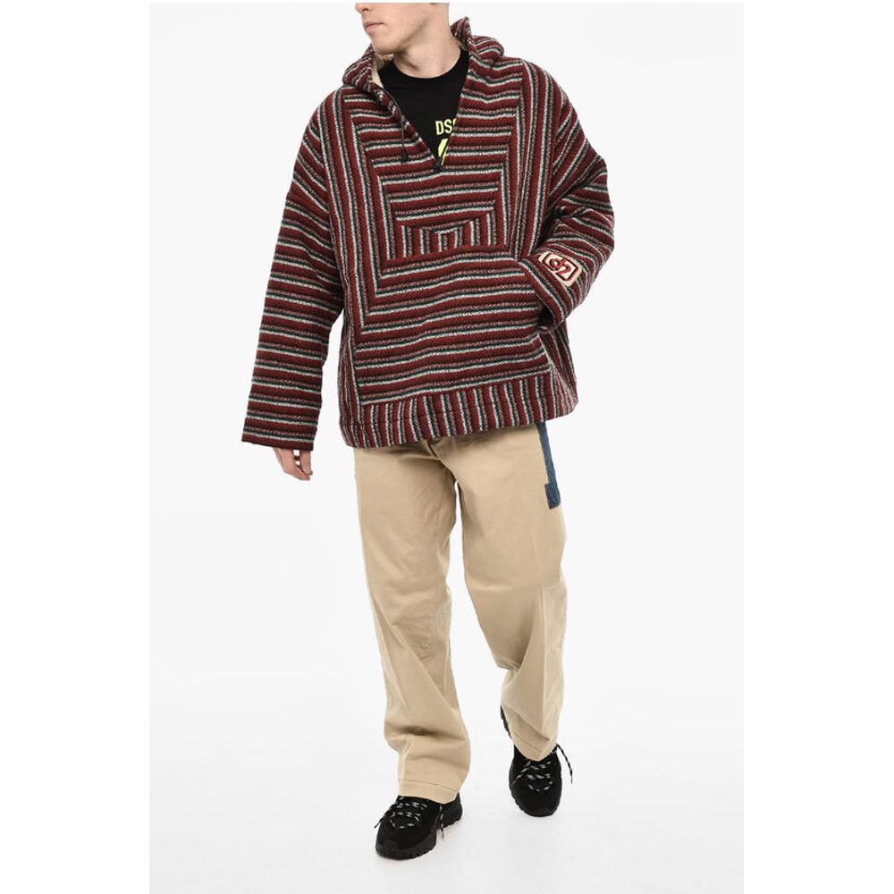 Hooded Padded Striped Wool Anorak