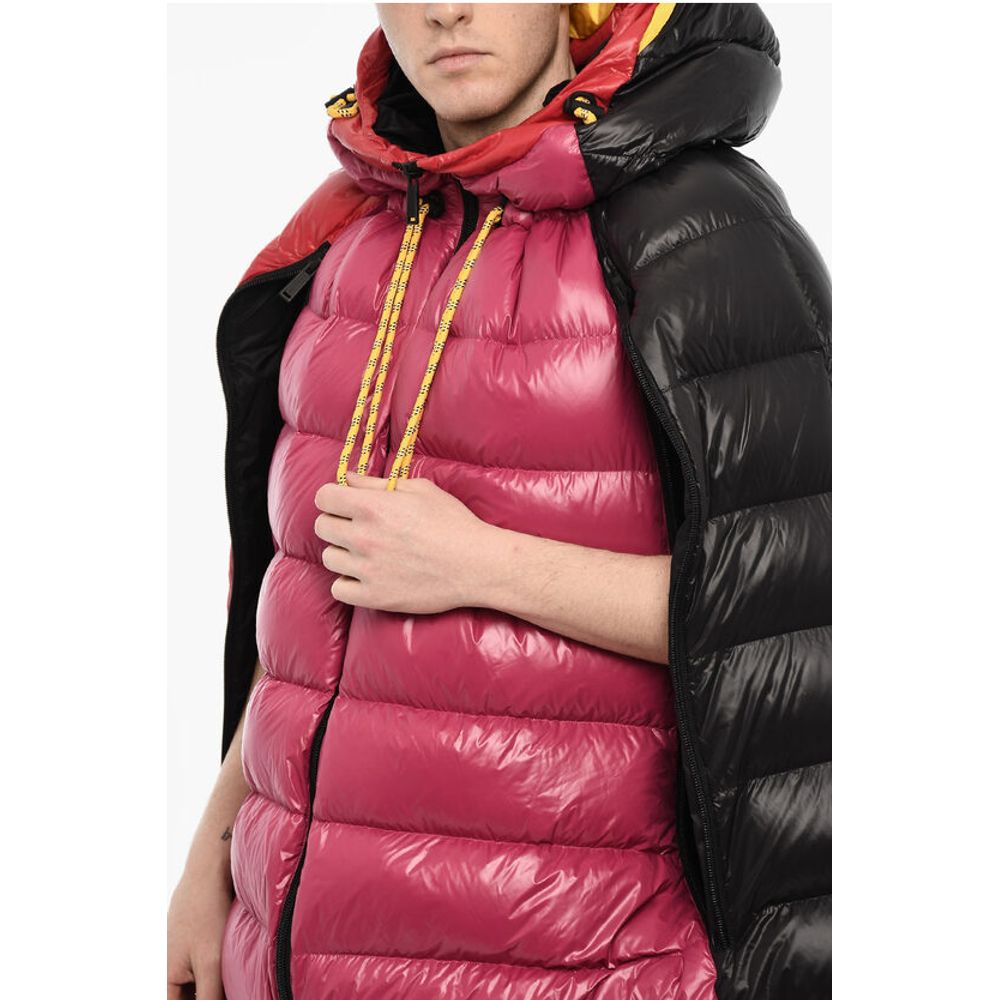 Down Jacket Cape With Logo Print
