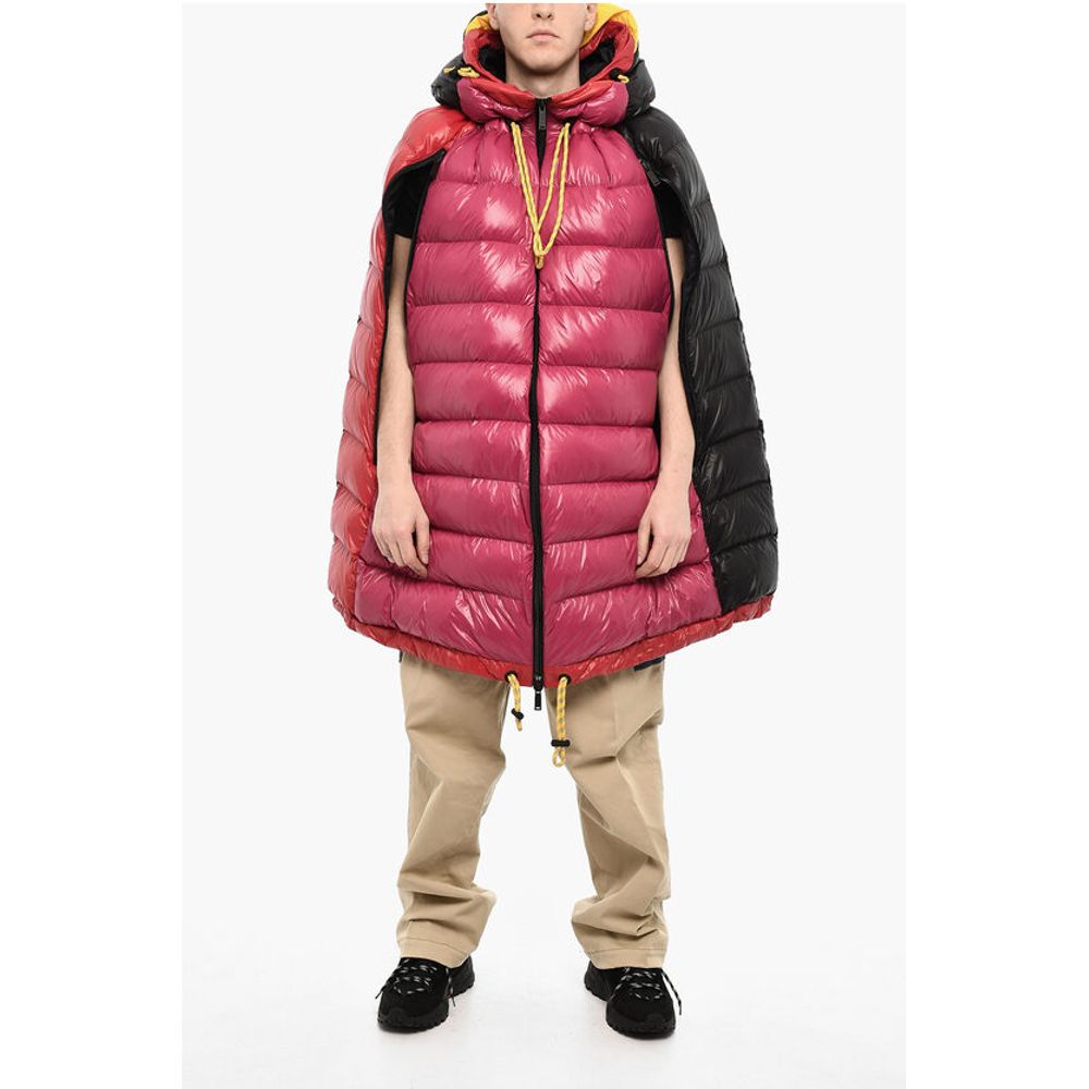 Down Jacket Cape With Logo Print