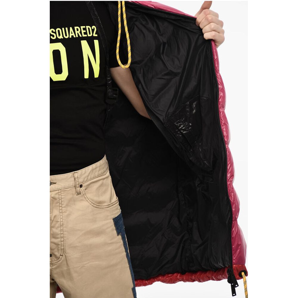 Down Jacket Cape With Logo Print