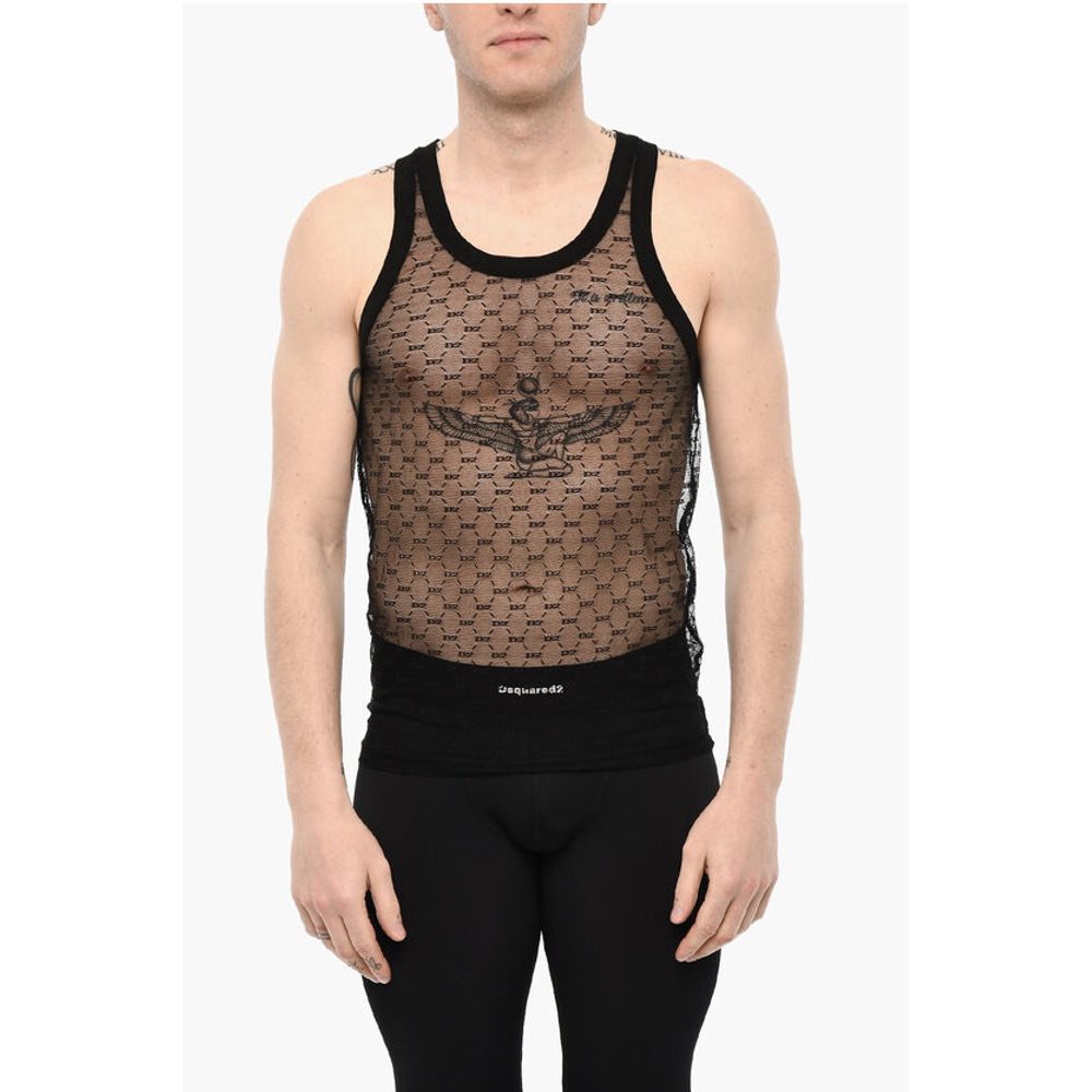All-Over Monogram Sheer Underwear Tank Top