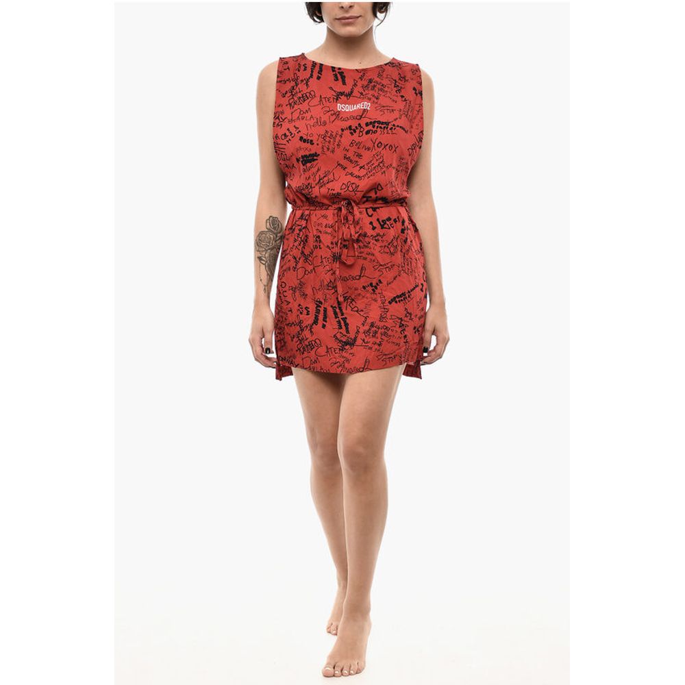 All-Over printed Mini Beach Cover-up Dress