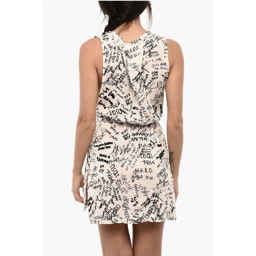 All-Over Printed Mini Beach Cover Up Dress with Belt