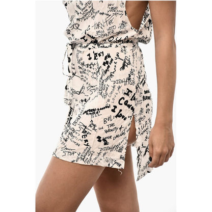 All-Over Printed Mini Beach Cover Up Dress with Belt