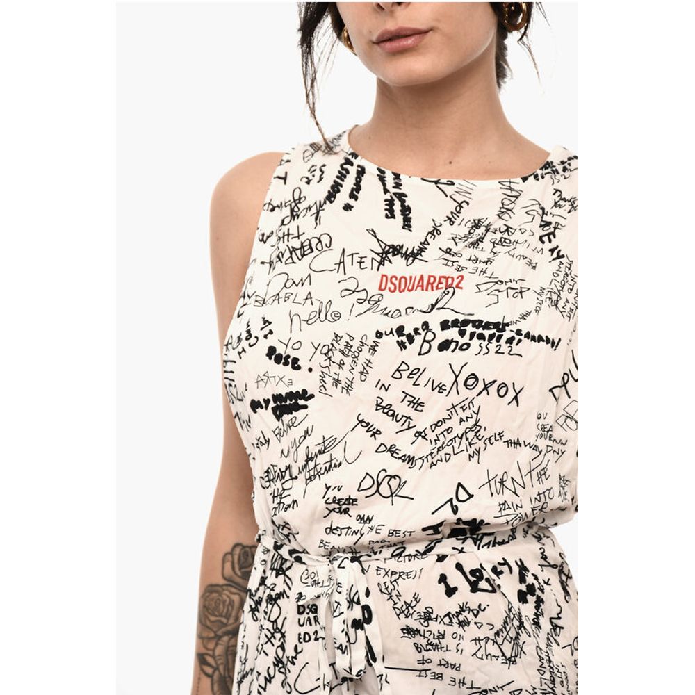 All-Over Printed Mini Beach Cover Up Dress with Belt