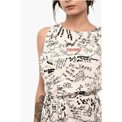 All-Over Printed Mini Beach Cover Up Dress with Belt