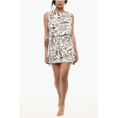 All-Over Printed Mini Beach Cover Up Dress with Belt