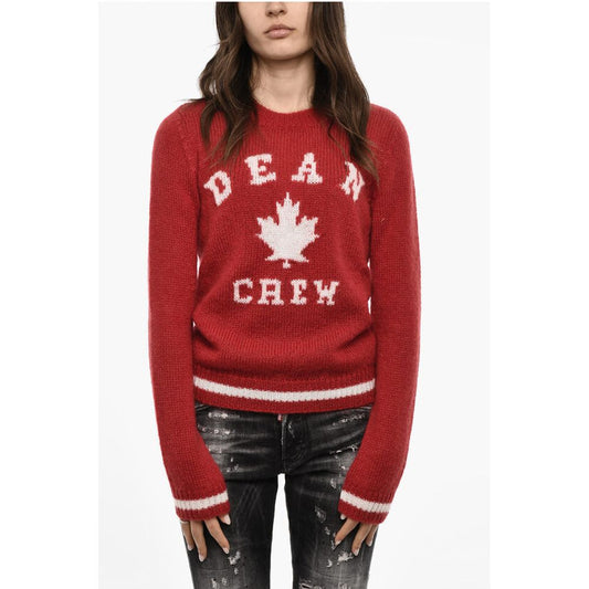 Wool Blend Crew-neck Sweater with Embroidery