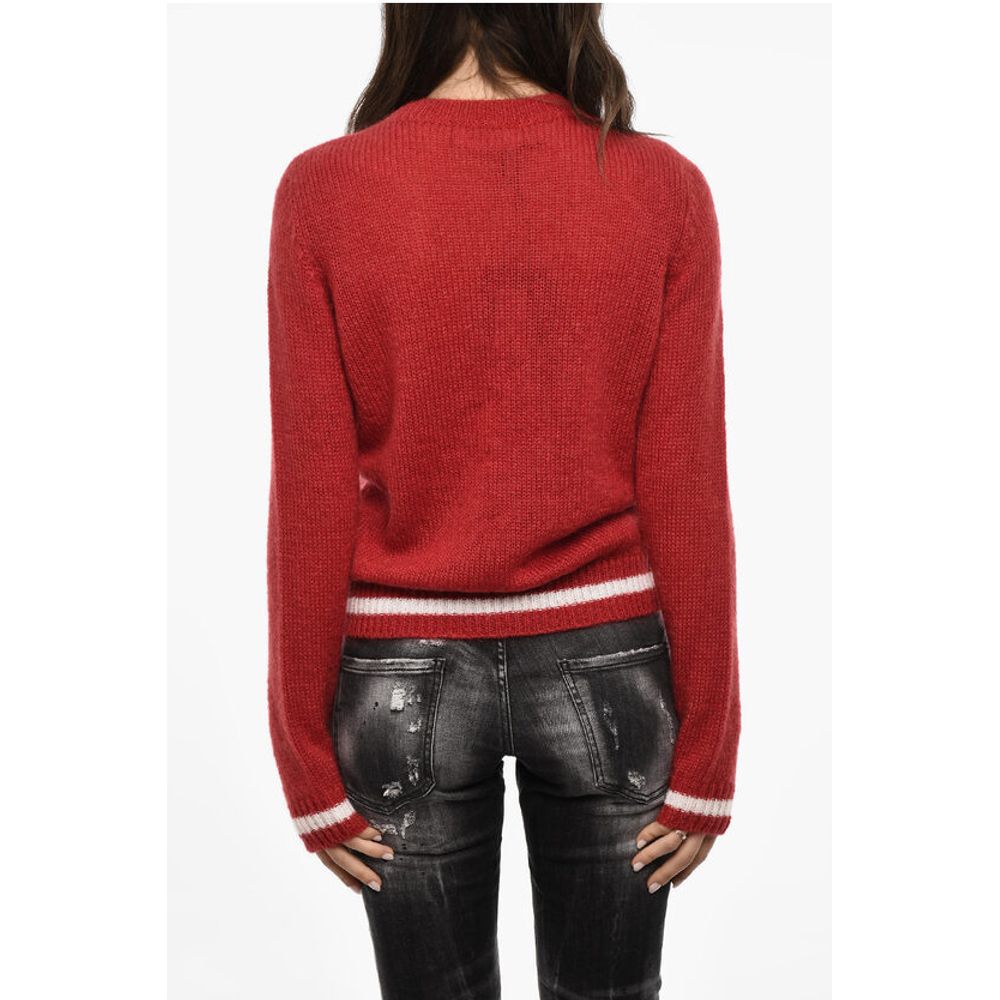 Wool Blend Crew-neck Sweater with Embroidery