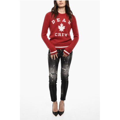 Wool Blend Crew-neck Sweater with Embroidery