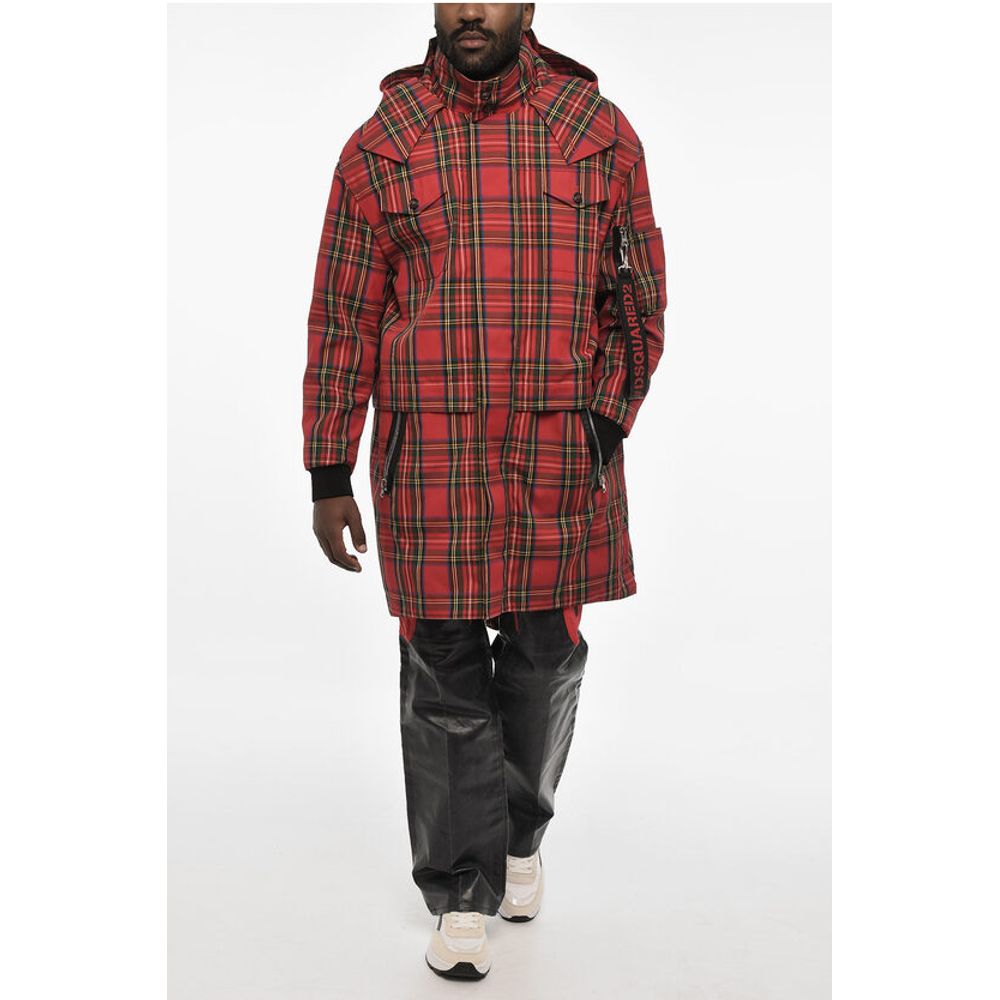 Checked Maxi Coat with Hidden Closure