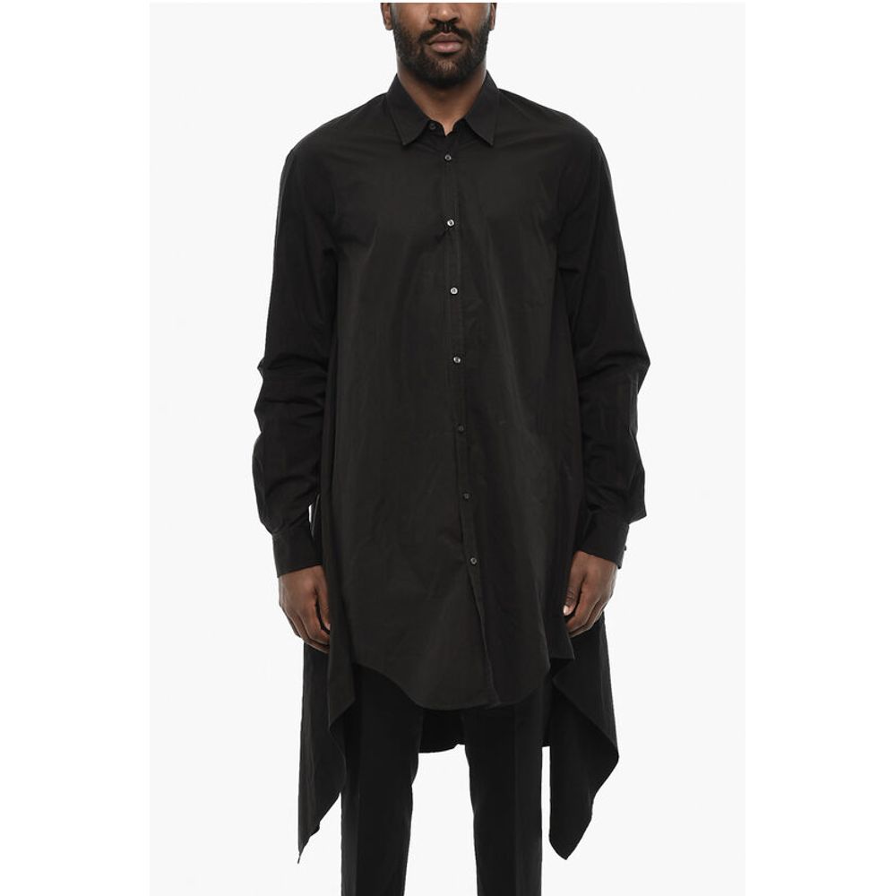 Asymmetrical Cut Shirt with Classic Collar