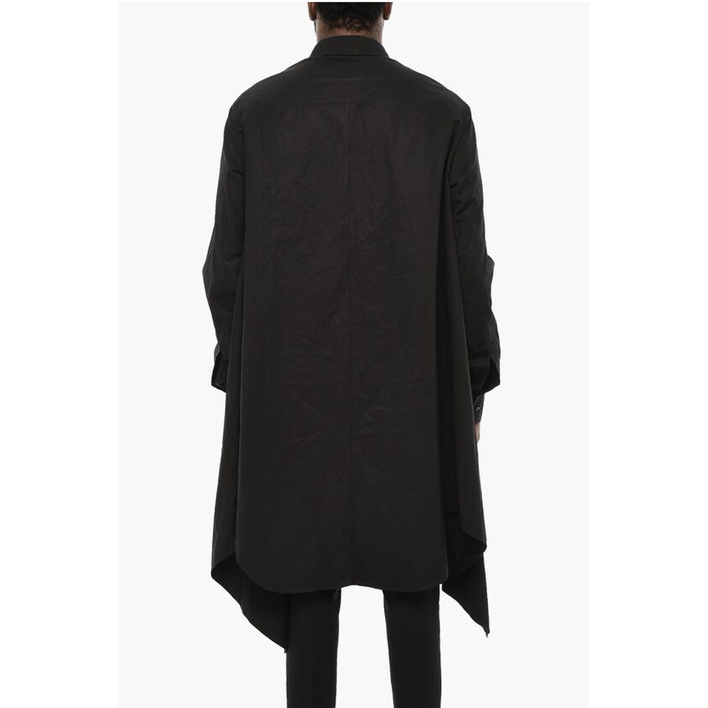 Asymmetrical Cut Shirt with Classic Collar