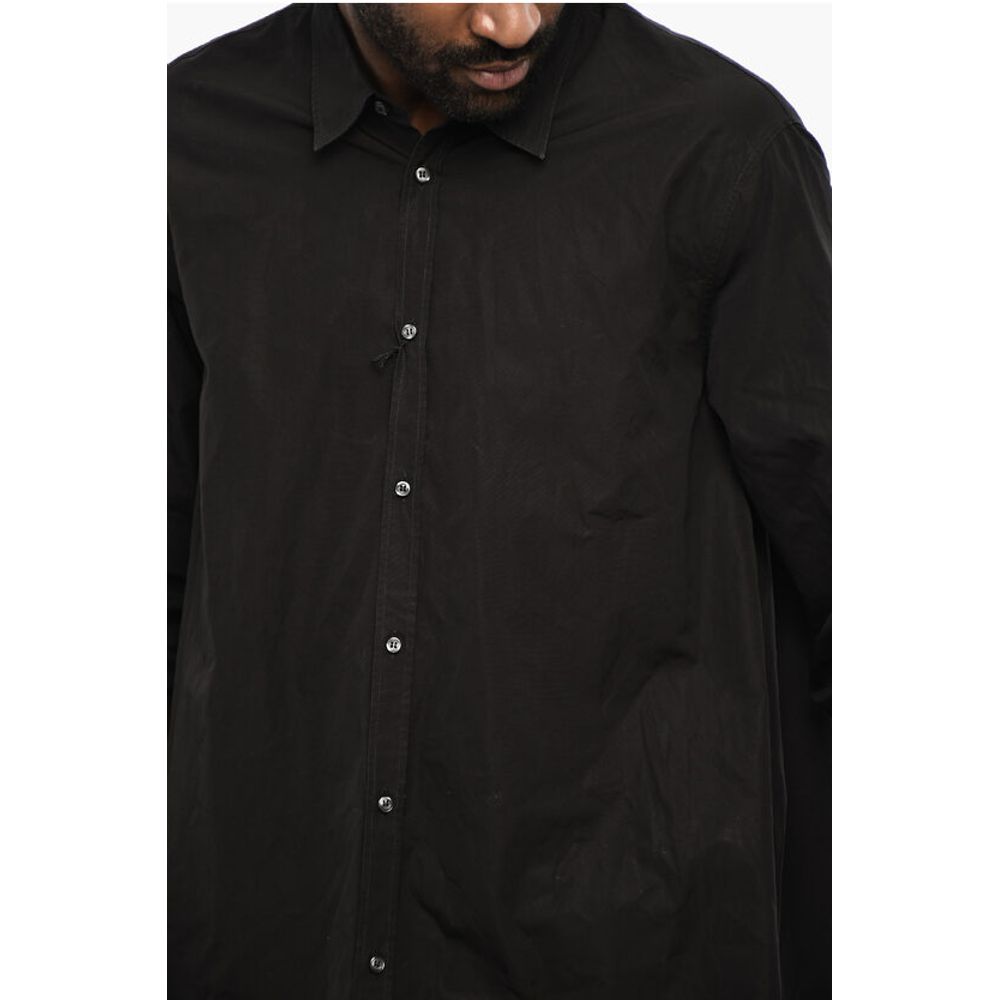 Asymmetrical Cut Shirt with Classic Collar