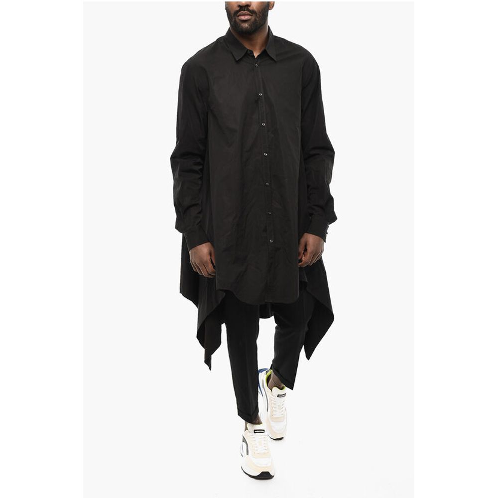 Asymmetrical Cut Shirt with Classic Collar