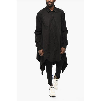 Asymmetrical Cut Shirt with Classic Collar