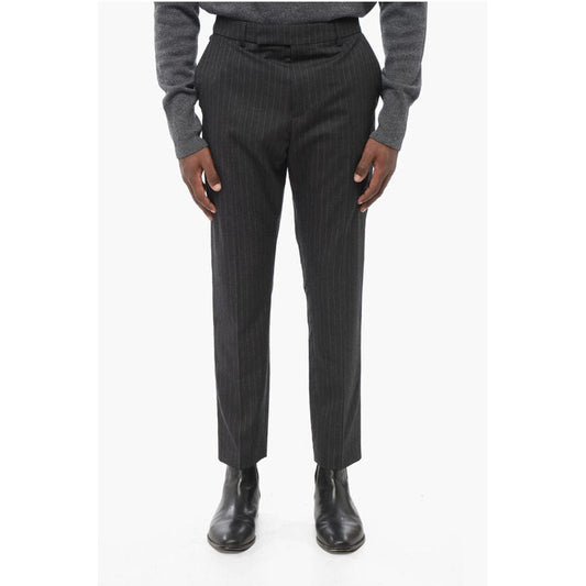 Pinstriped Wool Pants with Belt Loops