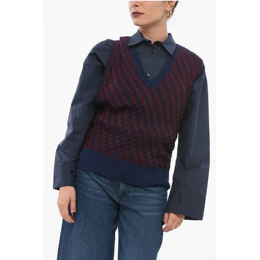 Check Patterned Stretch Cotton Vest