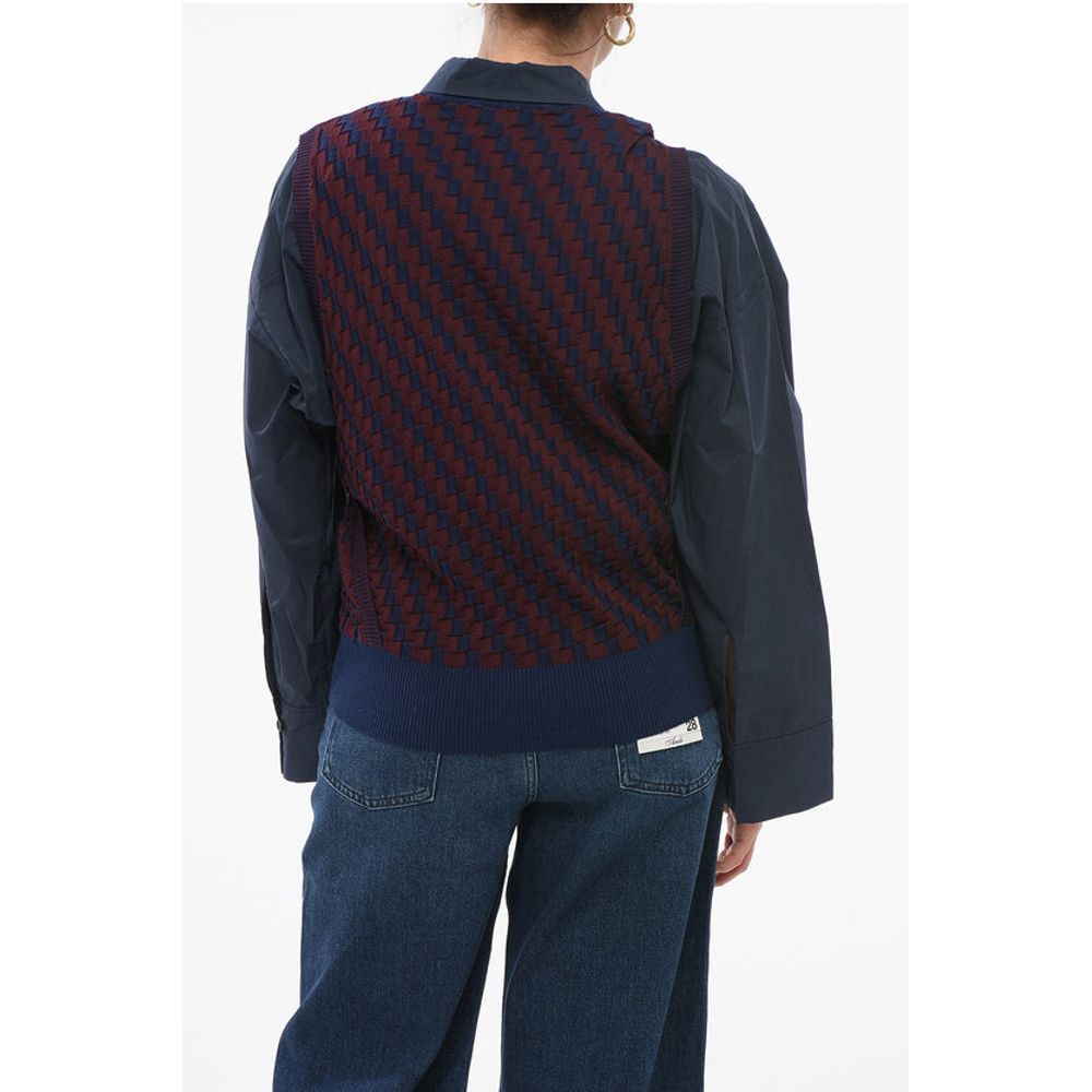 Check Patterned Stretch Cotton Vest