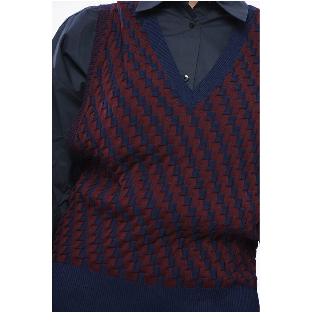 Check Patterned Stretch Cotton Vest