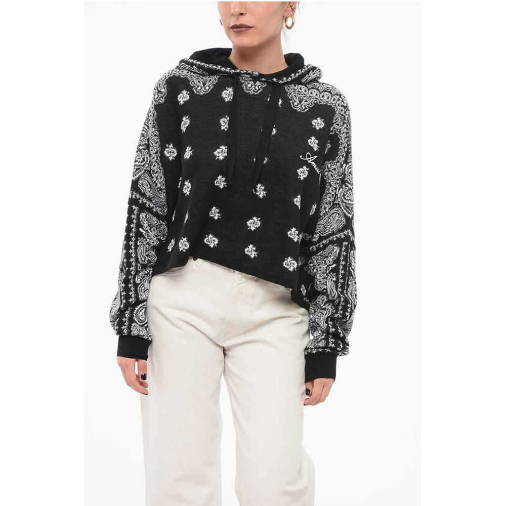 Paisley Patterned Cropped Fit Hoodie