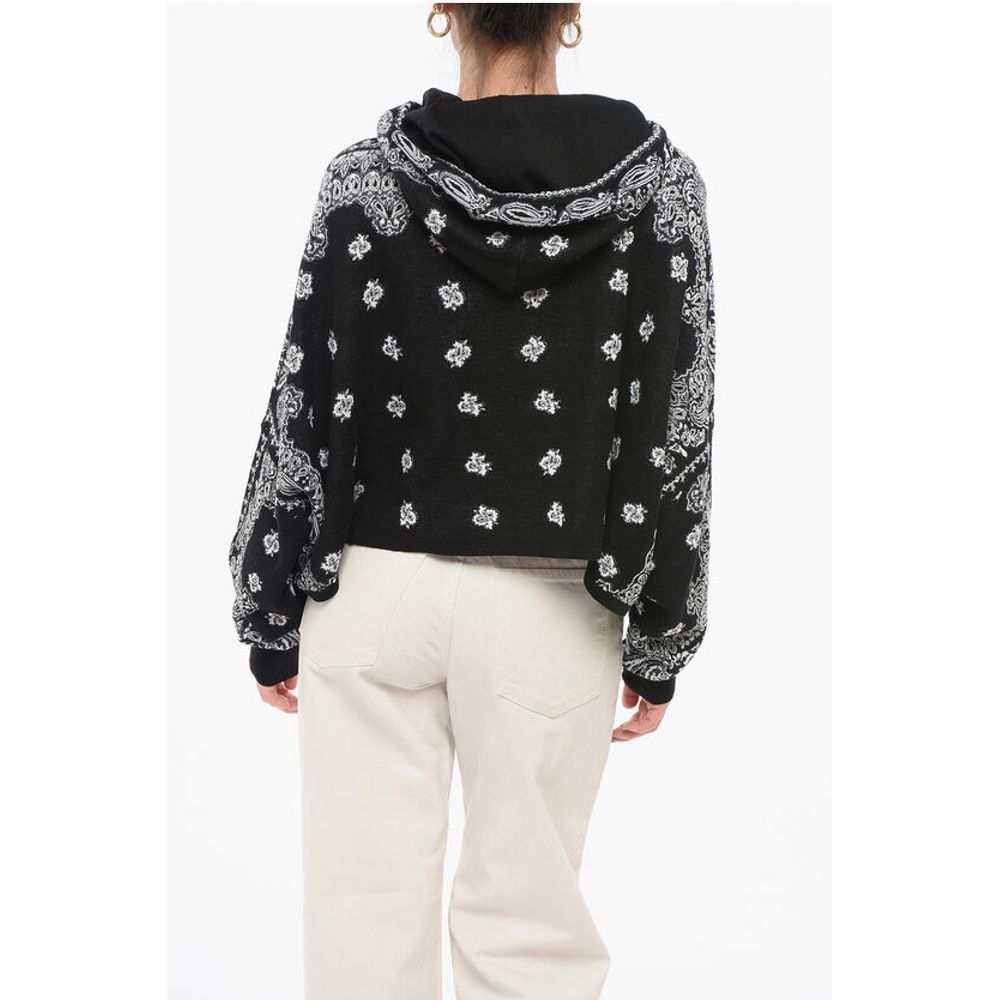 Paisley Patterned Cropped Fit Hoodie