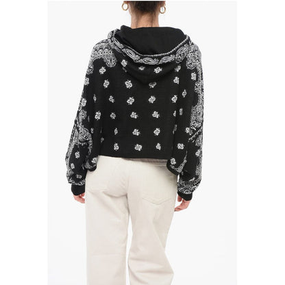 Paisley Patterned Cropped Fit Hoodie