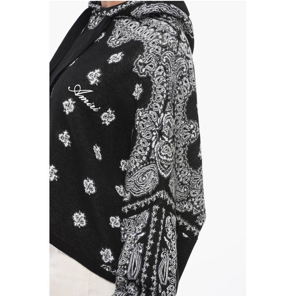 Paisley Patterned Cropped Fit Hoodie