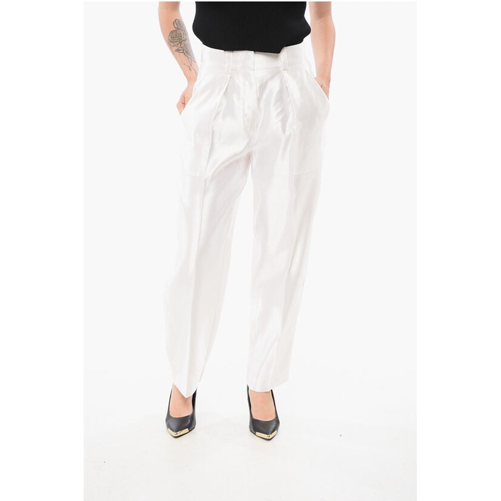 Linen and Silk Blended Pants with Pleats