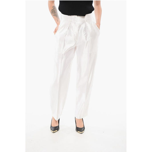 Linen and Silk Blended Pants with Pleats