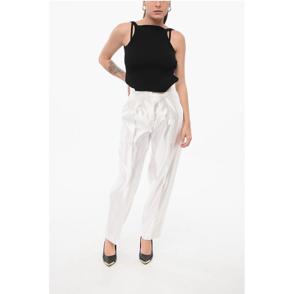 Linen and Silk Blended Pants with Pleats