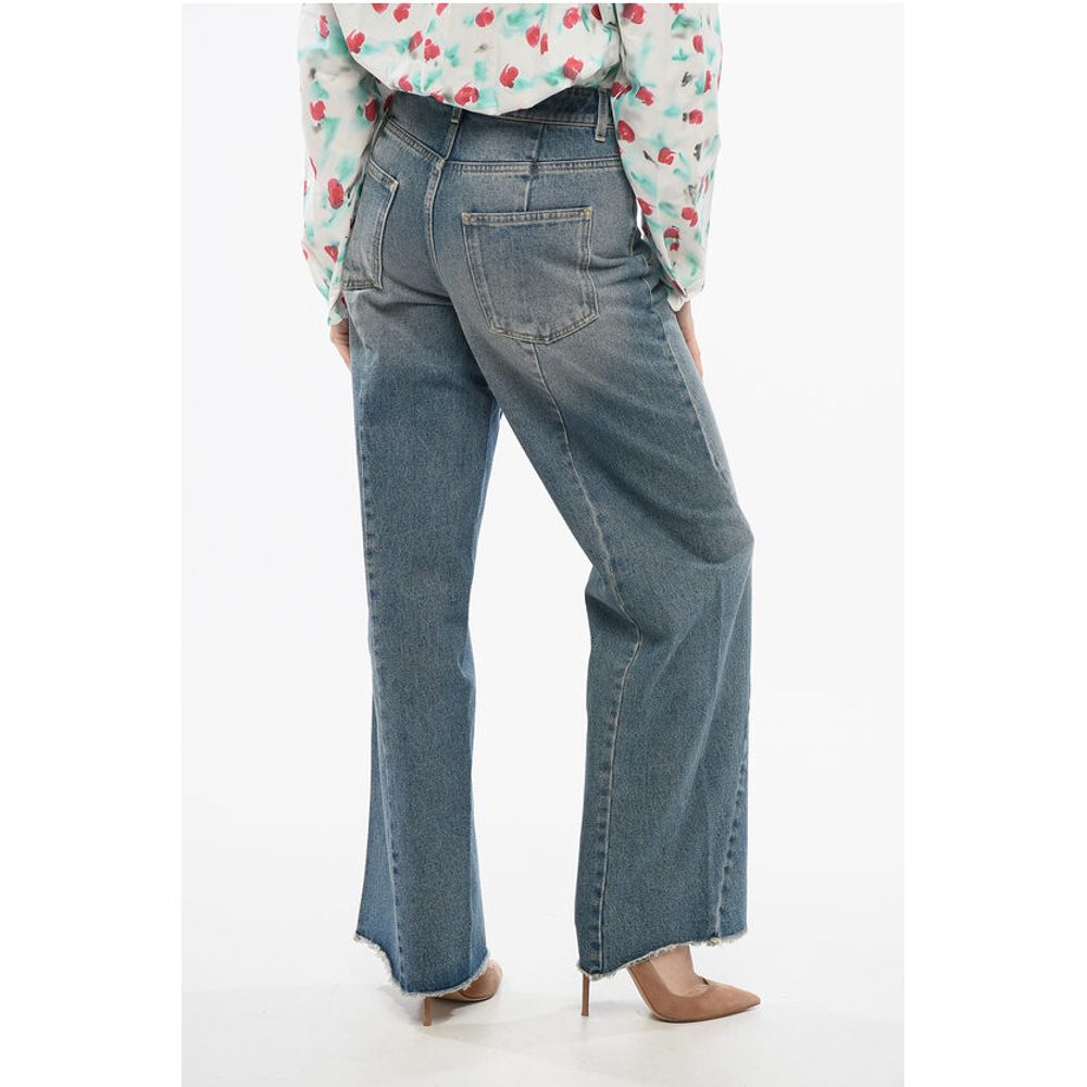 Transversal Stitched Delavè Denims with Raw-cut Hem 27cm