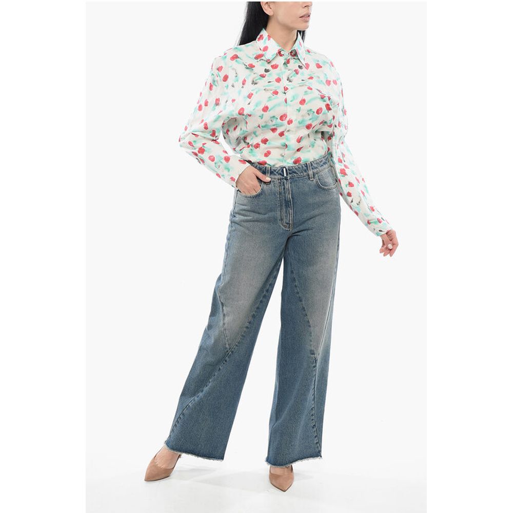 Transversal Stitched Delavè Denims with Raw-cut Hem 27cm