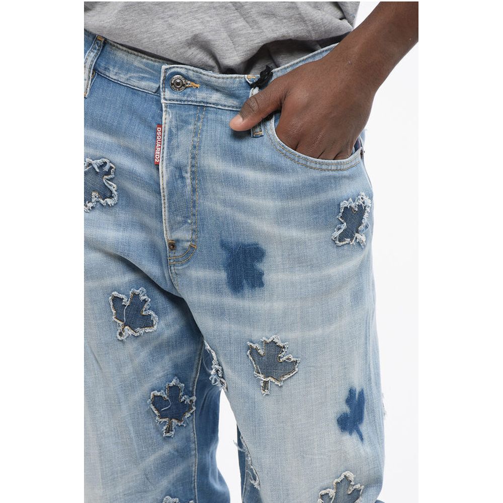 All-Over Patched LEAF Roadie Fit Denims 22cm