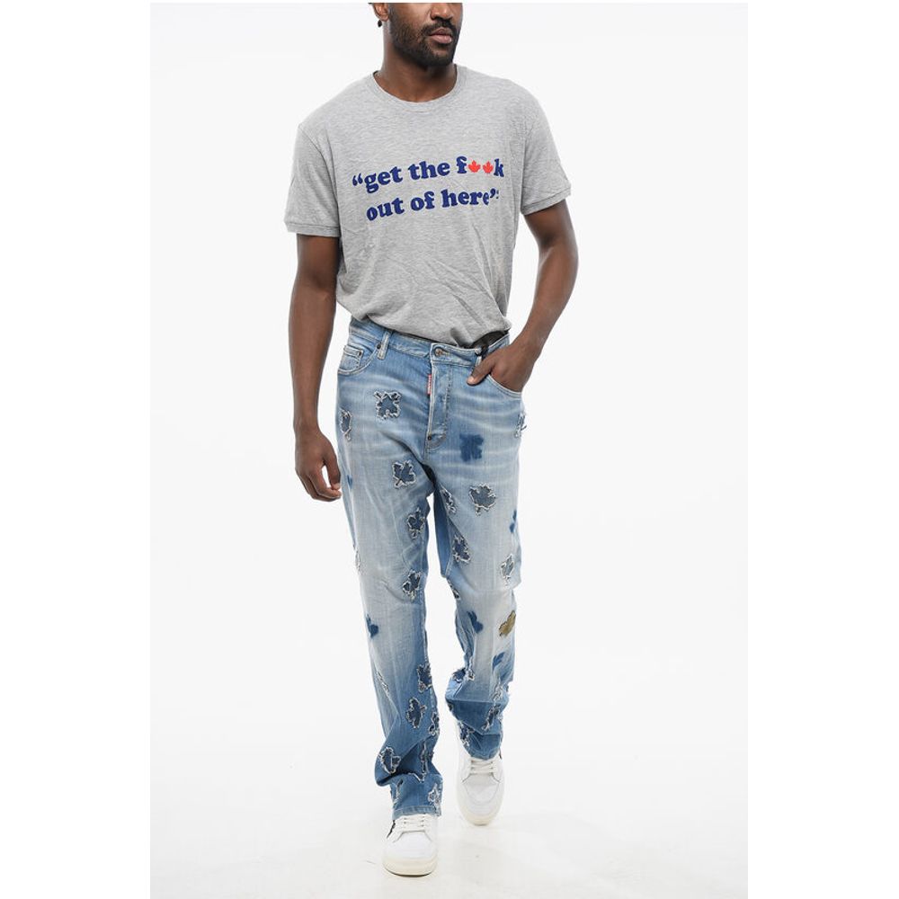 All-Over Patched LEAF Roadie Fit Denims 22cm
