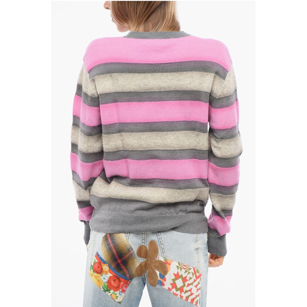 Balanced Stripe Wool Blend Sweater with V Neck