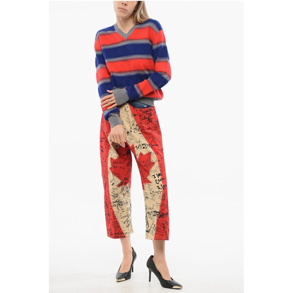 Balanced Stripe Wool Blend Sweater with V Neck