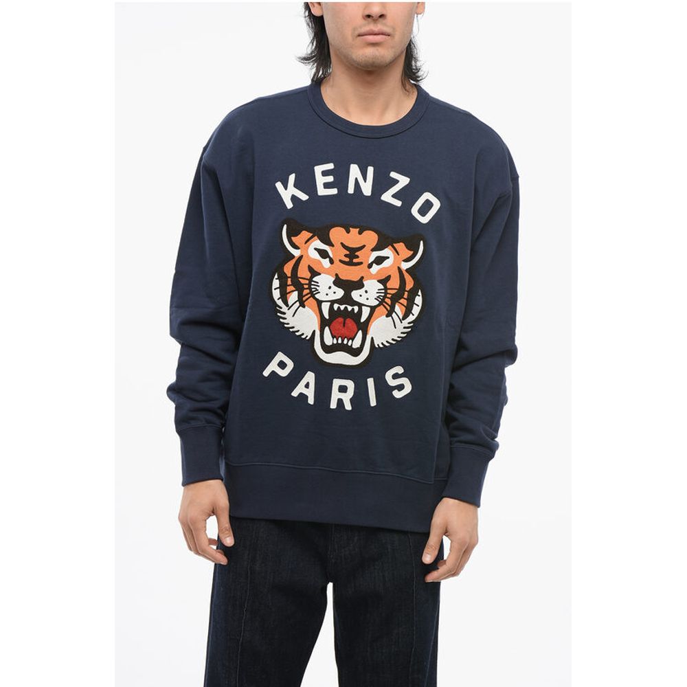Front Embroidered LUCKY TIGER Crew Neck Sweatshirt