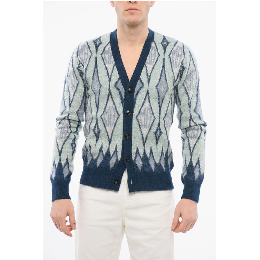 Diamond Patterned Mohair Blend Cardigan