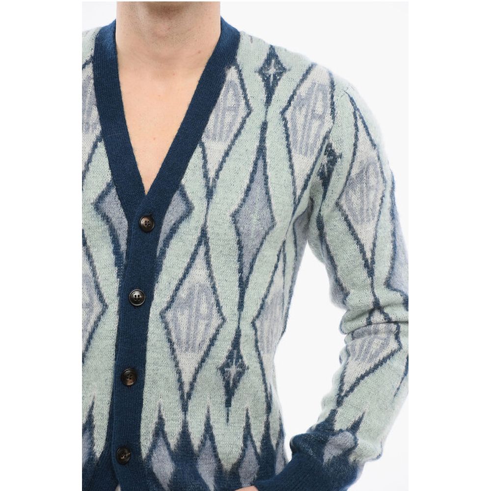 Diamond Patterned Mohair Blend Cardigan