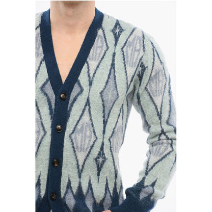 Diamond Patterned Mohair Blend Cardigan