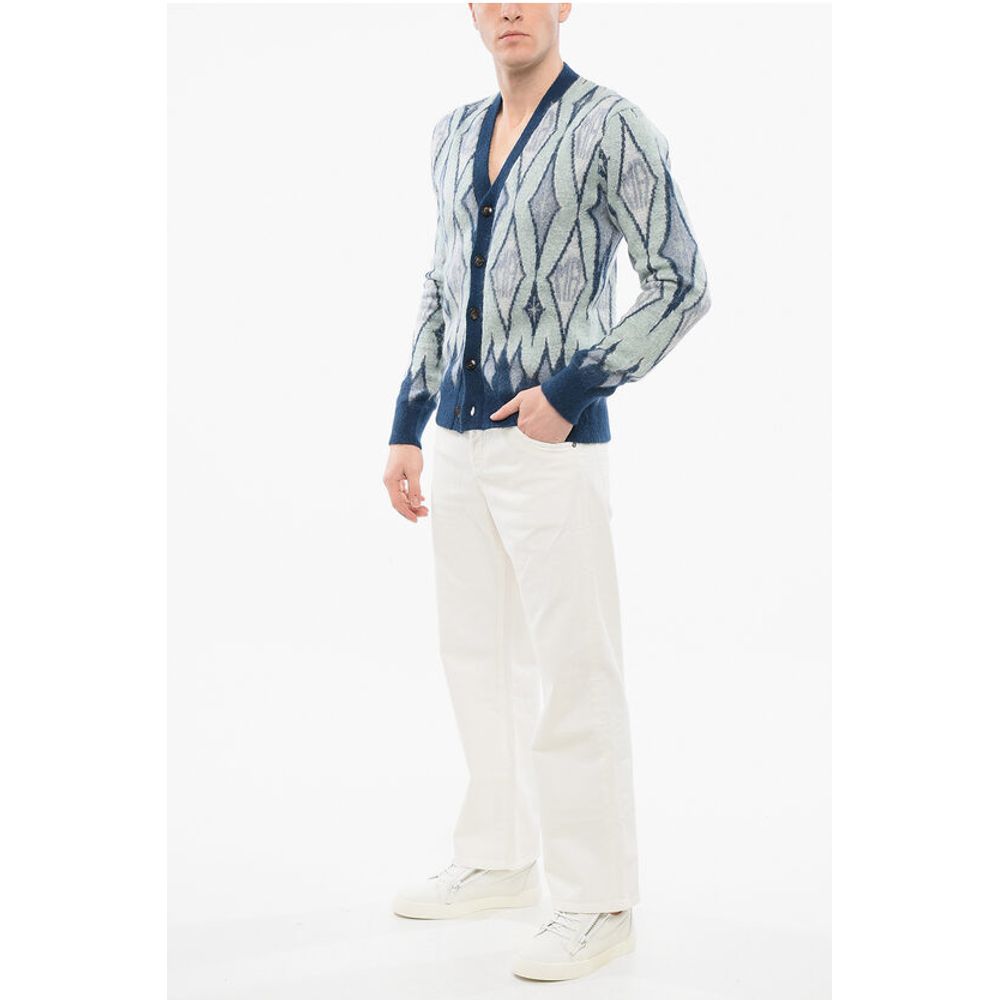 Diamond Patterned Mohair Blend Cardigan