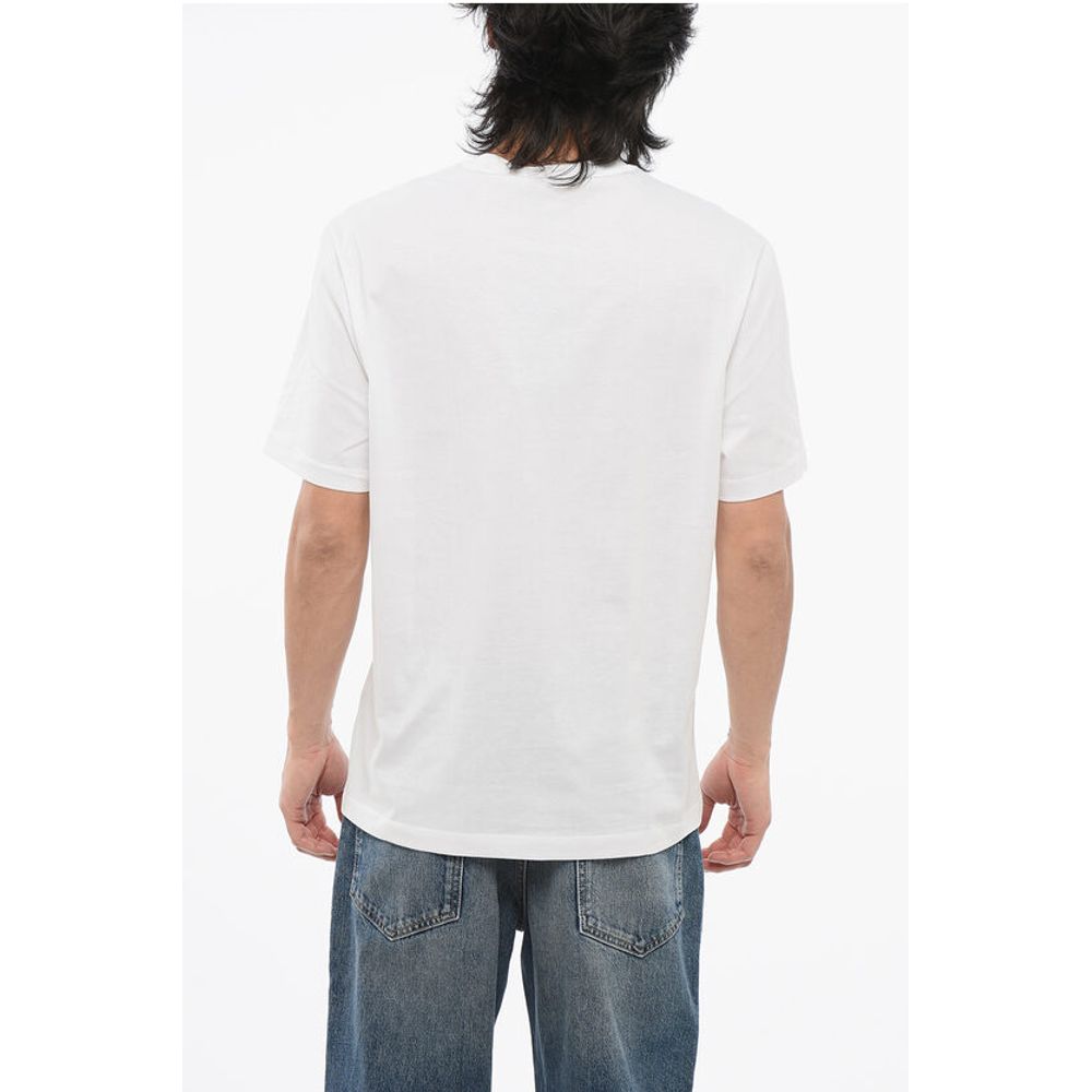 Crew Neck Cotton T-Shirt with Embroidered Logo